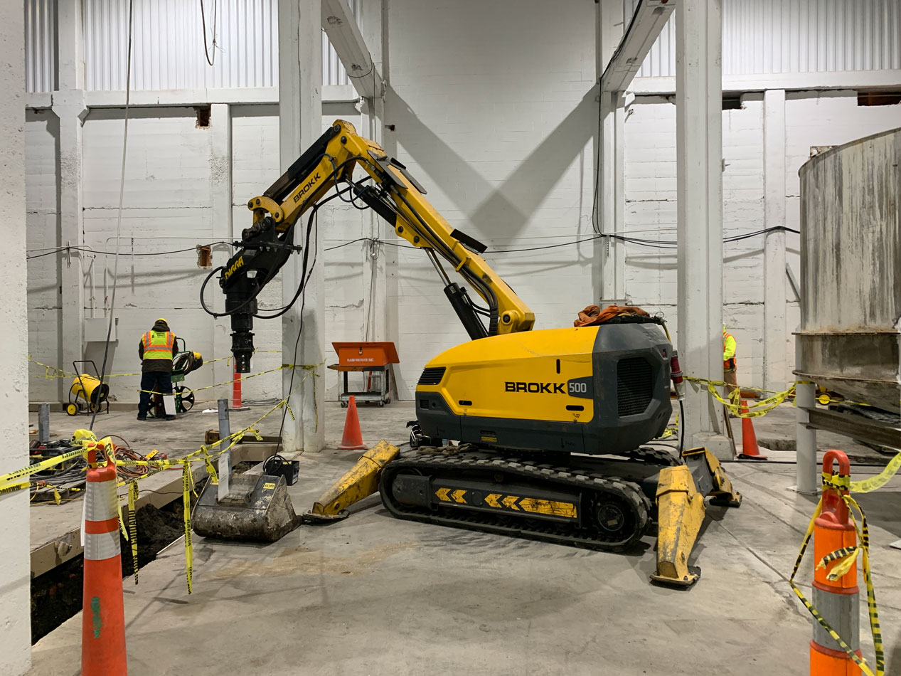 Brokk 500 for helical pier installation